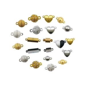 Assorted DIY jewelry magnetic clasps in heart, ball, and cylinder shapes for bracelets
