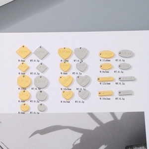 Assorted gold and silver stainless steel heart and geometric DIY jewelry pendants