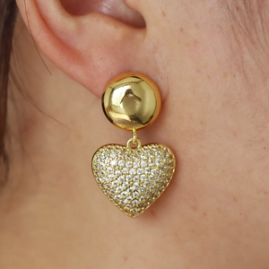 Copper Zirconia Heart Star Drop Dangle Earrings For Women Gold Plated Sweet Minimalist Jewelry Dainty Earrings Gift