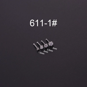 Set of four 20G titanium steel nose studs with CZ crystals in 1.5mm to 3mm sizes