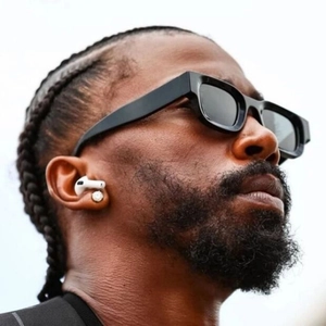 Men's retro black square sunglasses with thick frames and dark lenses in punk style