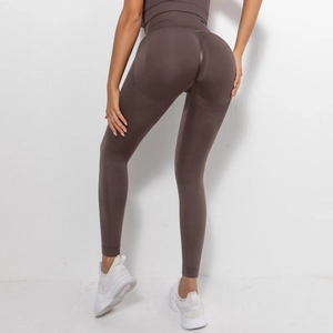 Detail of high-waist scrunch butt leggings with breathable mesh holes on back thighs
