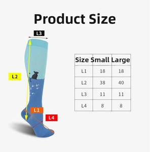Detailed size chart showing measurements for compression sports calf socks in centimeters