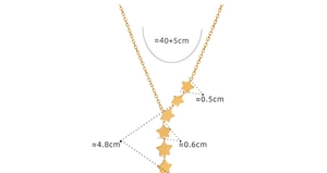 Detailed size measurement of gold star tassel necklace showing 4.8cm pendant length