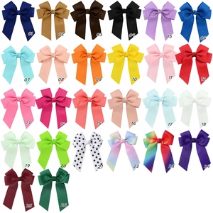 Detailed chart of 26 colors of double-layered grosgrain ribbon bow hair clips for girls