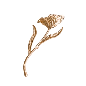 Elegant rose gold tulip flower brooch with detailed metallic texture and vintage style