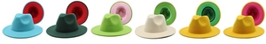 Détails de la doublure bicolore de chapeaux fedora en laine de style anglais en six couleurs