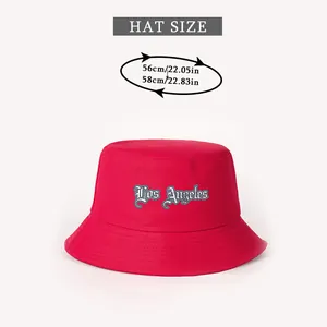 Size guide for Los Angeles bucket hat showing 56cm and 58cm head circumference measurements