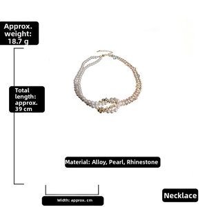 Detailansicht der Perlen- und Strass-Choker mit 39 cm Länge und 18,7 g Gewicht