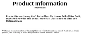 Specifications of vintage glass Christmas ball with glitter and sequins detail