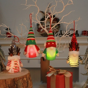 Luminous Christmas faceless gnome ornaments with LED lights and festive deer antlers