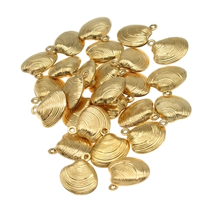 Golden stainless steel hollow seashell pendants for DIY ocean-themed jewelry making
