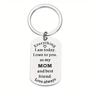 Polished stainless steel rectangular keychain with sentimental engraving for Father's Day