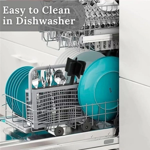 Meat chopper cleaning brush shown being washed in a dishwasher for easy maintenance