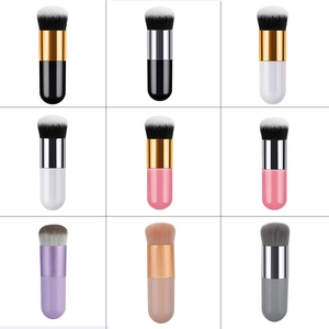 Flat top foundation brush set in nine color variants with soft synthetic bristles