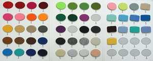 Detailed color chart showing 60 numbered swatches for animal sensory felt pads