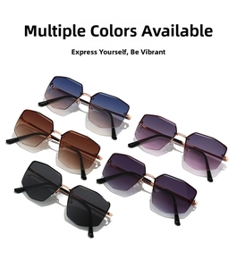 Collection of rimless polygon sunglasses with gradient lenses and rose gold frames