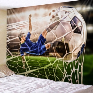 Tapisserie Football Tenture Murale But De Foot Tissu Fond Polyester Pour Décoration Chambre Dortoir Thème Sport