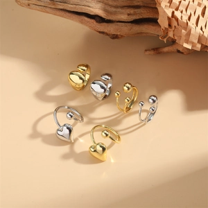 Minimalist adjustable open rings set in gold and silver finish with heart and ball shapes