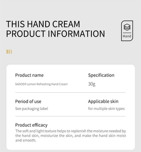 Gedetailleerde productinfo voor citroen handcrème met gebruik en huidtype specificaties
