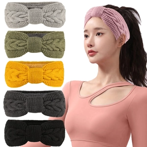 Knitted headband color collection showing coarse knit texture and bow detail