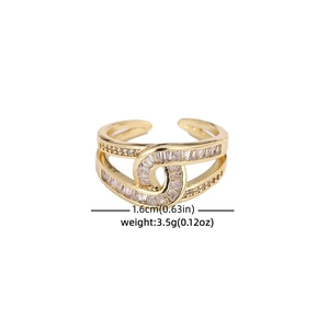 Adjustable golden double layer intertwined zircon ring with size and weight info