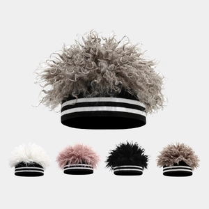 Wig Beanie Hat Afro Style Knitted Acrylic Striped Skullcap For Unisex Winter Warm Fun Party Novelty Headwear
