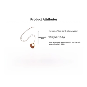 Detailed specs of the vintage long necklace showing wood and hammered alloy pendant details