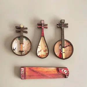 Four-piece set of traditional Chinese musical instrument fridge magnets and desk decor