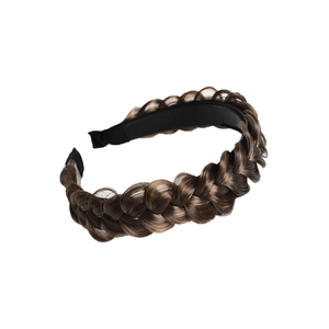 Cerchietto treccia a spina di pesce marrone scuro con denti antiscivolo, accessorio capelli