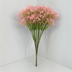 Close-up of pink artificial baby's breath flowers for wedding decor and floral arrangement