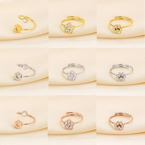 Bague Ouverte En Acier Inoxydable Pour Femmes Fleur Patte De Chat Zircone Ajustable Style Coréen Bijoux De Luxe Léger
