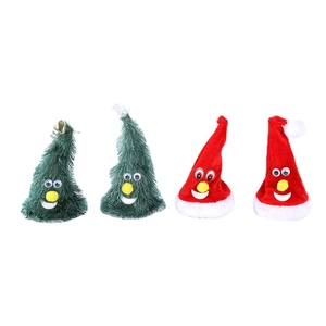 Bonnets de Noël musicaux animés en forme de sapin et de Père Noël avec yeux de dessin animé
