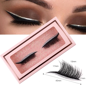 Dramatic colorful false eyelashes with silver glitter eyeliner and pink packaging
