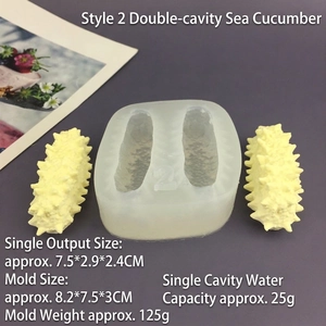 Detail view of 2-cavity silicone sea cucumber mold for DIY cake and resin crafting