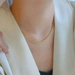 Sparkling 18K gold plated titanium steel popcorn chain necklace for women jewelry