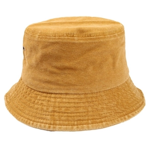 Vintage mustard yellow washed cotton bucket hat with a wide brim and breathable fabric