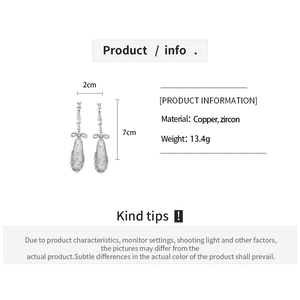 Spécifications de taille pour boucles d'oreilles goutte en zircon de 2cm x 7cm