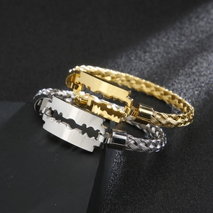 Rasierklingen Edelstahl Armband Geflochtene Mesh Kette Punk Rock Stil Schmuck Für Herren Unisex