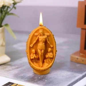 Osterei-Silikonform für Bienenwachskerzen mit detailliertem 3D-Relief von Jesus Christus