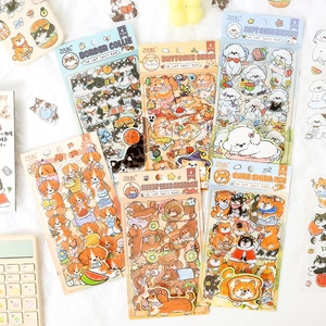 Autocollants en PET de Chien de Dessin Animé Mignon Illustration Animale Imperméable Scrapbooking Journaling Décor DIY Corgi Shiba Inu Bichon Frisé