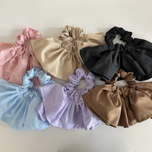 Elegant Satin Fabric Scrunchie Layered Ruffled Edge Lotus Leaf Hair Tie Korean Style For Women