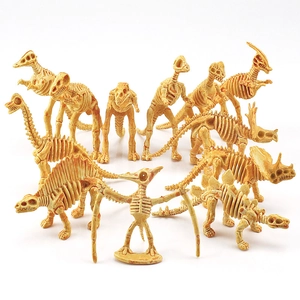Set of 12 realistic miniature dinosaur skeleton models for educational science play