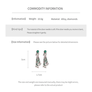 Detailed view of vintage teardrop earrings with alloy frame and colorful rhinestones