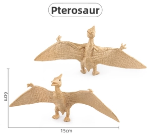 Detailed view of two golden pterosaur models with realistic skin texture and size markings