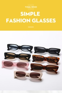 Detailed view of square vintage sunglasses in seven colors and frame specifications
