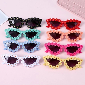 Kids Girls Daisy Flower Sunglasses Cat Eye UV Protection PC Frame AC Lens Summer Beach Outdoor Fashion Eyewear