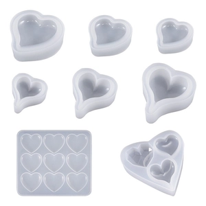 Ensemble de moules en silicone en forme de cœur pour le moulage de résine et bijoux