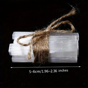 Bundle of natural translucent white selenite crystal sticks with jute rope, 5-6cm length