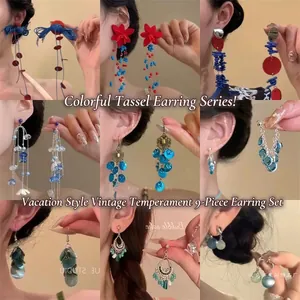 Bohemian Shell Tassel Earrings With Silver Earring Post Flower Bead Resort Style Jewelry For Women